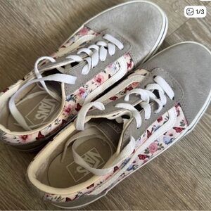 Vans Kids Gray Floral Sneakers